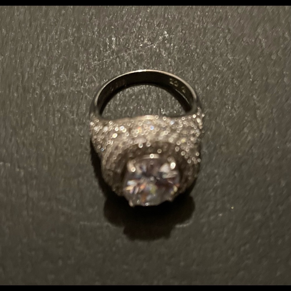 🤩GORGEOUS CUBIC AND STERLING COCKTAIL RING SIZE 10💕 NEW😊 - Picture 8 of 9